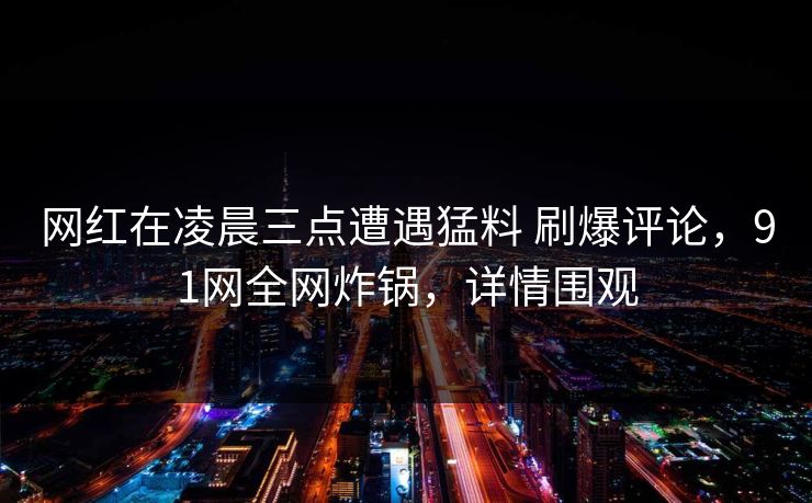 网红在凌晨三点遭遇猛料 刷爆评论，91网全网炸锅，详情围观