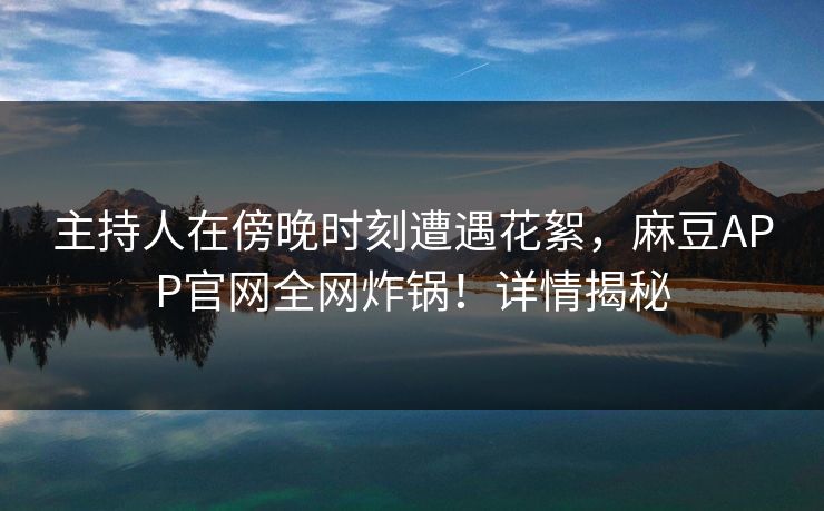 主持人在傍晚时刻遭遇花絮，麻豆APP官网全网炸锅！详情揭秘