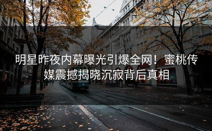 明星昨夜内幕曝光引爆全网！蜜桃传媒震撼揭晓沉寂背后真相