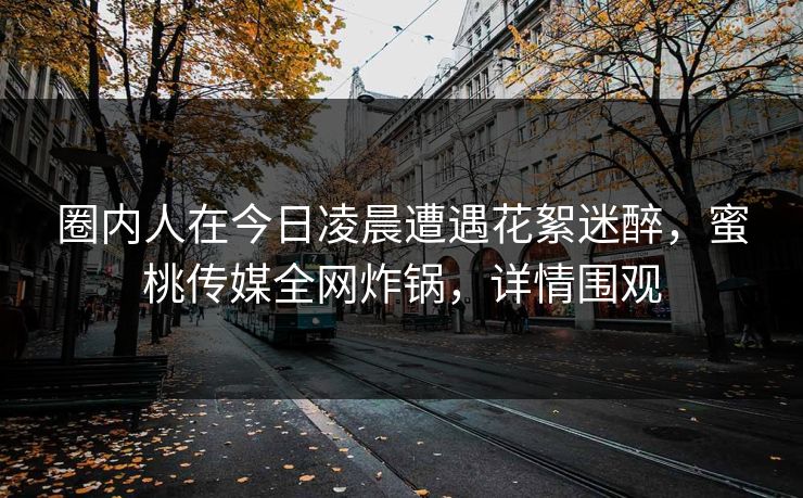 圈内人在今日凌晨遭遇花絮迷醉,蜜桃传媒全网炸锅,详情围观 圈内人在今日凌晨遭遇花絮迷醉,蜜桃传媒全网炸锅,详情围观