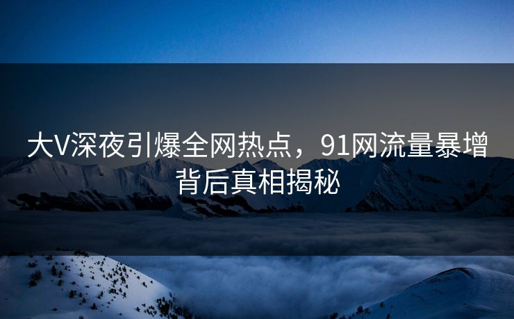 大V深夜引爆全网热点,91网流量暴增背后真相揭秘 大V深夜引爆全网热点,91网流量暴增背后真相揭秘