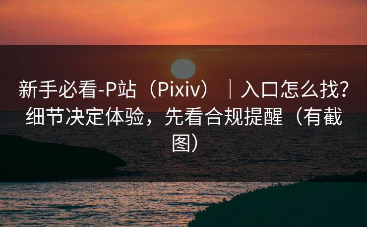 新手必看-P站(Pixiv)|入口怎么找?细节决定体验,先看合规提醒(有截图) 新手必看-P站(Pixiv)|入口怎么找?细节决定体验,先看合规提醒(有截图)